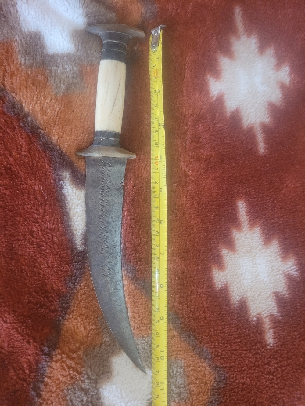 Sudanese Authentic Dagger Knife With Bone Handle And With Horn Guard And Pummel.
